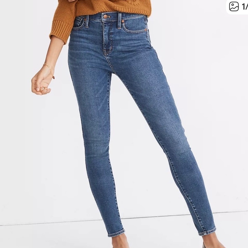 Madewell 9 High Rise Skinny Jeans Medium Wash Size 26 Tall preppy Quiet Luxery
